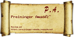 Preininger Amadé névjegykártya